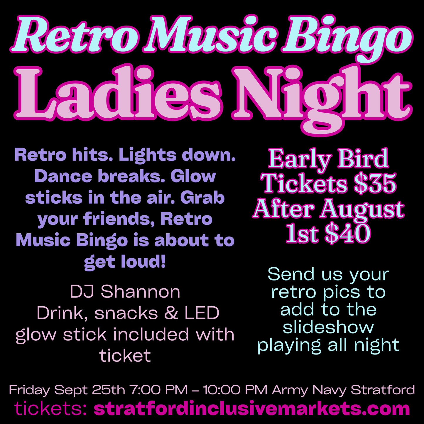 Retro Music Bingo Ladies Night Ticket September